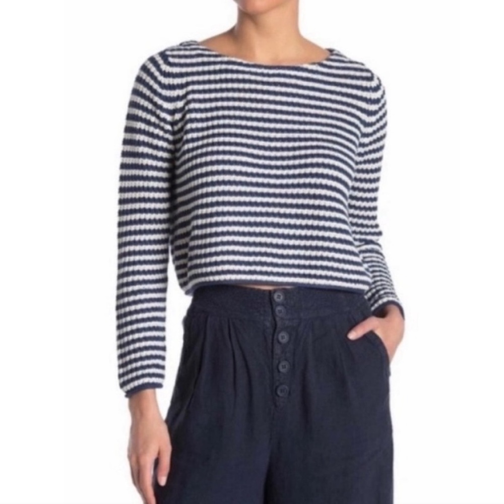 Faherty Cropped Striped Sweater